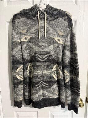 American Eagle Outfitters Gray & Cream Geometric Crewneck Sweater